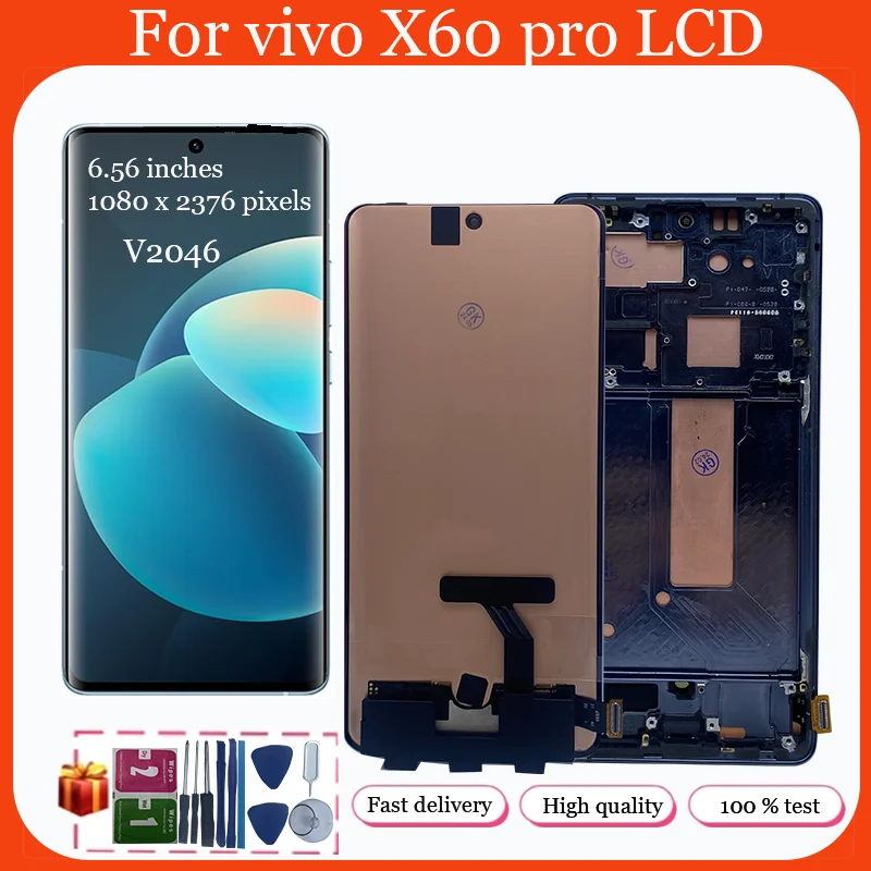 

AMOLED 6.56" For Vivo X60 Pro LCD V2046 Display Touch Screen Digitizer Assembly For Vivo X60Pro LCD Screen Replacement Parts