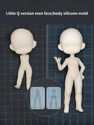 Small Q Version Men Pottery Doll Silicone Mold DIY Polymer Clay Model/Anime Characters Face/body Outline Sculpture Forming Tools