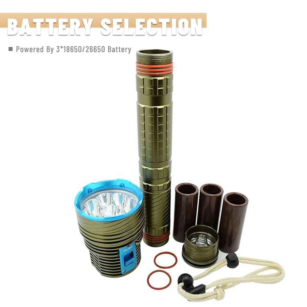 Ultra Bright 9x L2 Under Water Lantern Diving Flashlight Spearfishing Lamp  IPX8 Tactics Dive Torch For Hunting 26650 battery