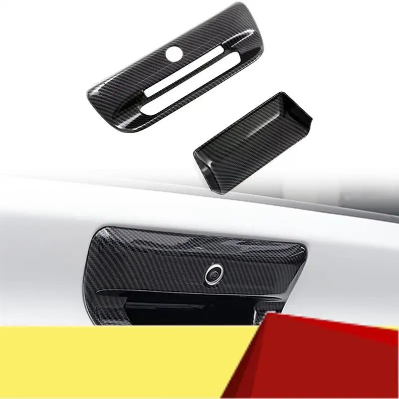 

For Dodge Ram 1500 TRX 2023 2024 Rear Trunk Tailgate Door Handle Cover Trim Car Exterior Parts Accessories ABS Carbon Fiber-M53K
