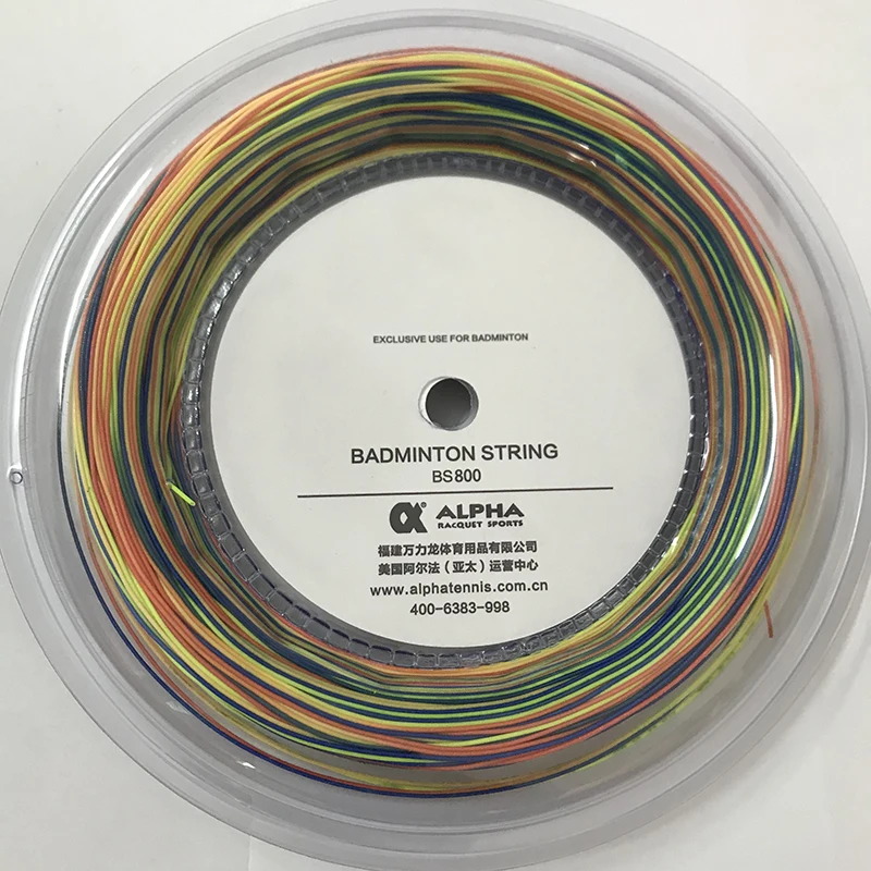 Alpha Badminton Rainbow String, Badminton Stringing Line Net, High Pounds, Máquina de Elasticidade, BS800, Taiwan, 200m Reels, 0.7mm