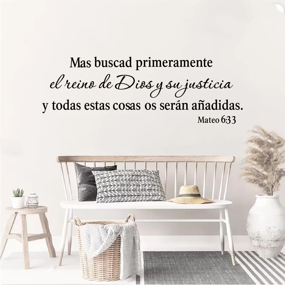 Matthew 6:33 Spanish Bibel Verse Wall Sticker Bedroom Living Room But Seek First The Kingdom of God Christian Wall Decal Decor