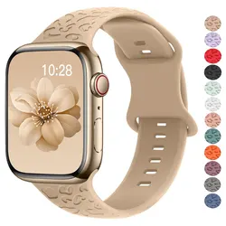 Engraved Leopard Straps For Apple Watch Band ultra 2 49mm 45mm 44mm 42mm 41mm 40mm Silicone bracelet for Series 9 8 7 se 3 6 5 4