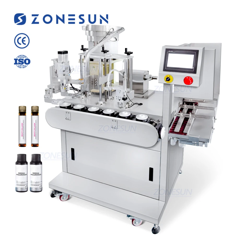 ZONESU ZS-AFC48 Bomba de engranajes magnéticos automática Vial Botella pequeña Máquina monobloque de llenado de líquidos para loción de tóner de esquí
