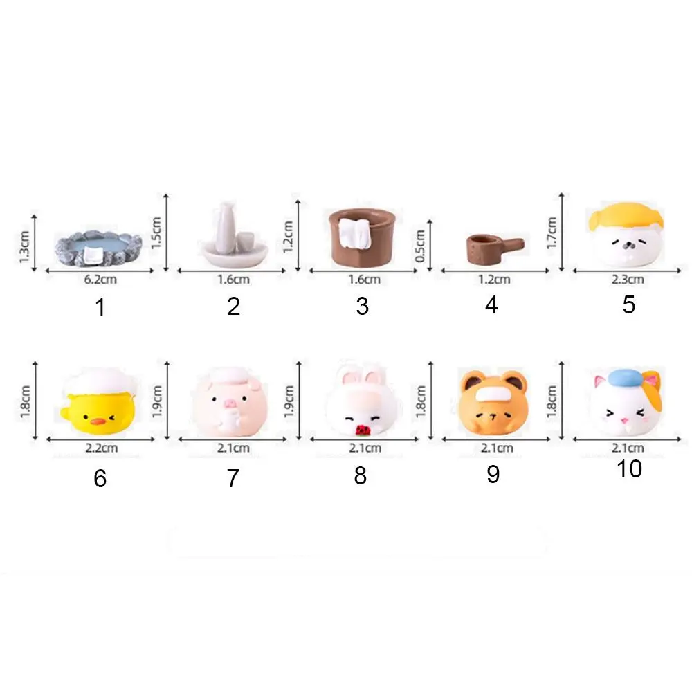 DIY Miniature Animal Figurines Resin Seal Duck Pig Mini Animal Models Micro Landscape Rabbit Bear Cat