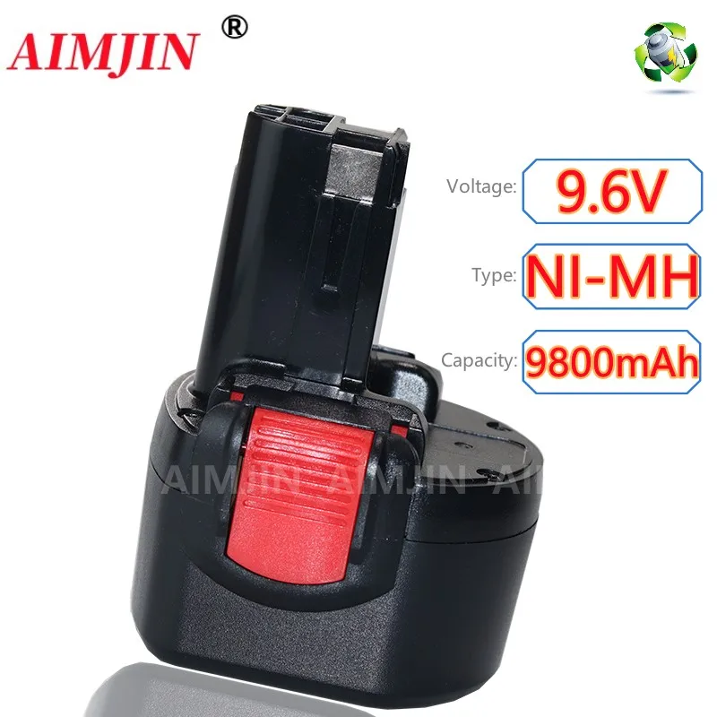 AIMJIN 1pcs BAT048 9.6V 9800mAh NI-MH Rechargeable Battery Power Tools Battery for Bosch PSR 960 BH984 BAT048 BAT119 L50