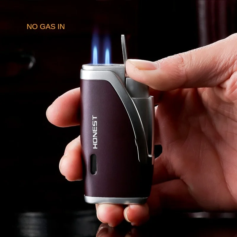 Double-fire torch metal cigar windproof lighter inflatable body lighter Baicheng straight into (NO GAS IN)