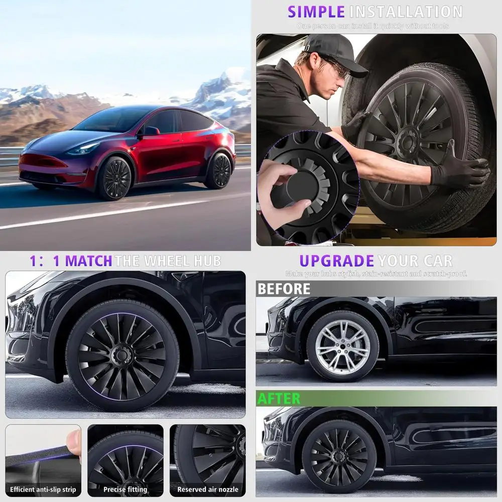 

19-дюймовые чехлы на колеса для Tesla Model Y 2021 2022 2023 2024 гг., аксессуар для защиты ступицы, замена для Tesla Model Y 2021-2024 гг.