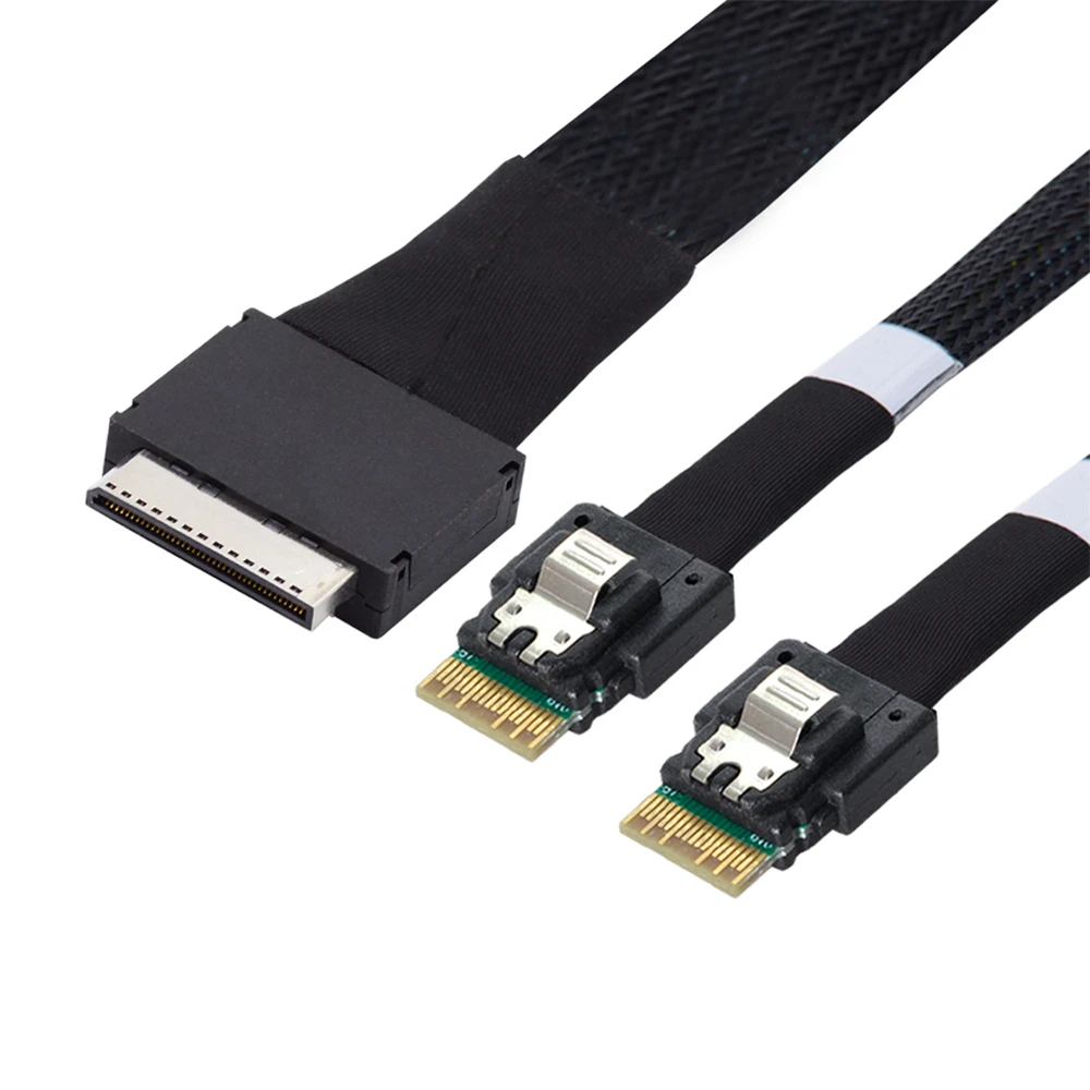 

To Dual SFF-8654 Slimline 4x SSD Data Active Cable 50cm OCuLink PCIe PCI-Express SFF-8611 8x 8-Lane