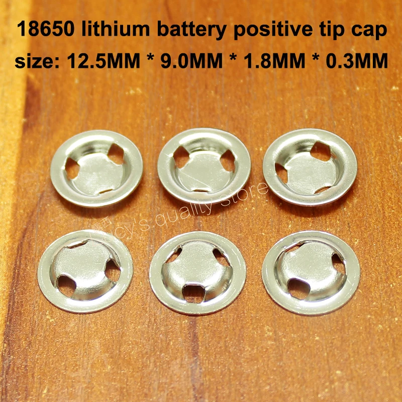 100pcs/lot 18650 lithium battery positive spot weld tip flat cap positive ear three hole tip cap battery accessories