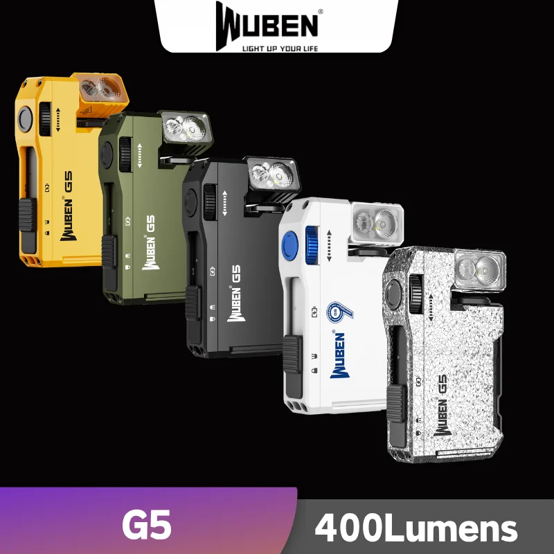 WUBEN G5 EDC Flashlight 400Lumens RGB&White Type-C Rechargeable Pocket-Sized Brilliance Keychain Light Bulit-in Battery