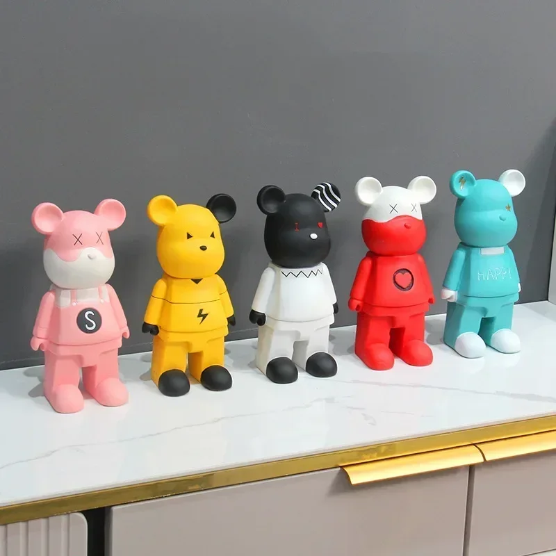 20cm Tide Playing Bear Statues Bearbrick Resins Decoration Crafts Sculpture Home Decor Living Room Room Bedroom Mesa Handicrafts