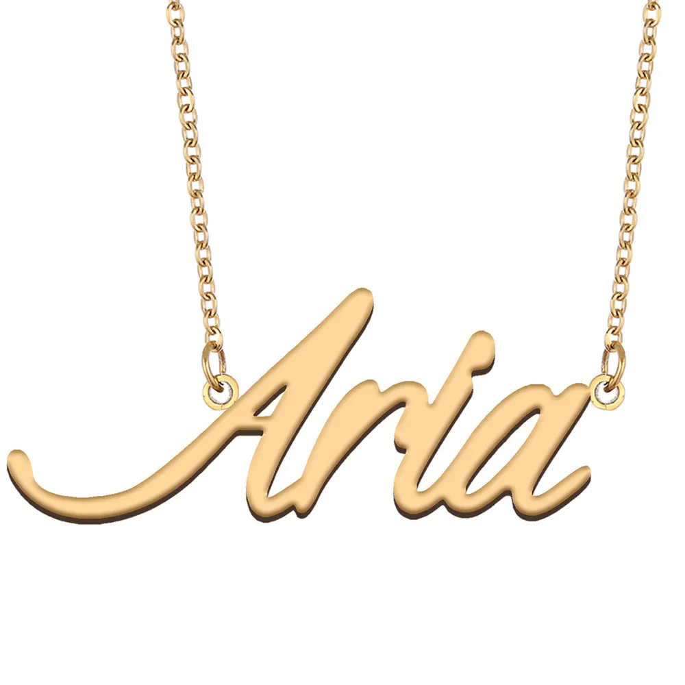 

Aria Name Necklace for Women Stainless Steel Jewelry Gold Color Nameplate Pendants Collares Para Mujer Letters Choker