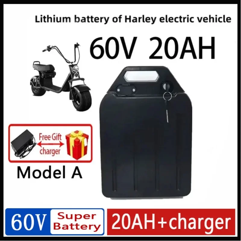 Brandneue 60V Harley 18650 Lithium-Batterie 20AH-40AH mit wasserdichtem Gehäuse + BMS 40AH + Ladegerät, geeignet für City Coco Elektroroller.