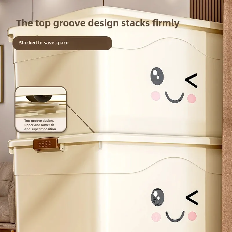 Thickened extra large storage box Household plastic clothes pants dust storage box Bedroom wardrobe storage box