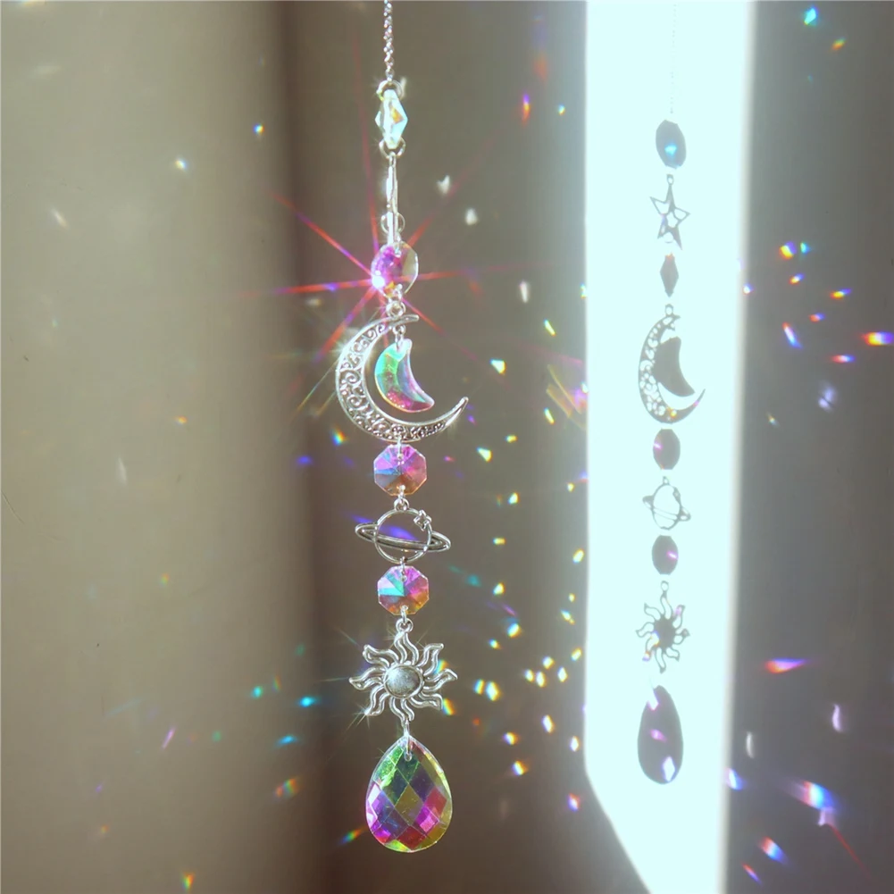 Crystal Wind Chime Sun Catcher Diamond Prisms Pendant Rainbow Chaser Hanging Drop Home Garden Decor 1 Piece A