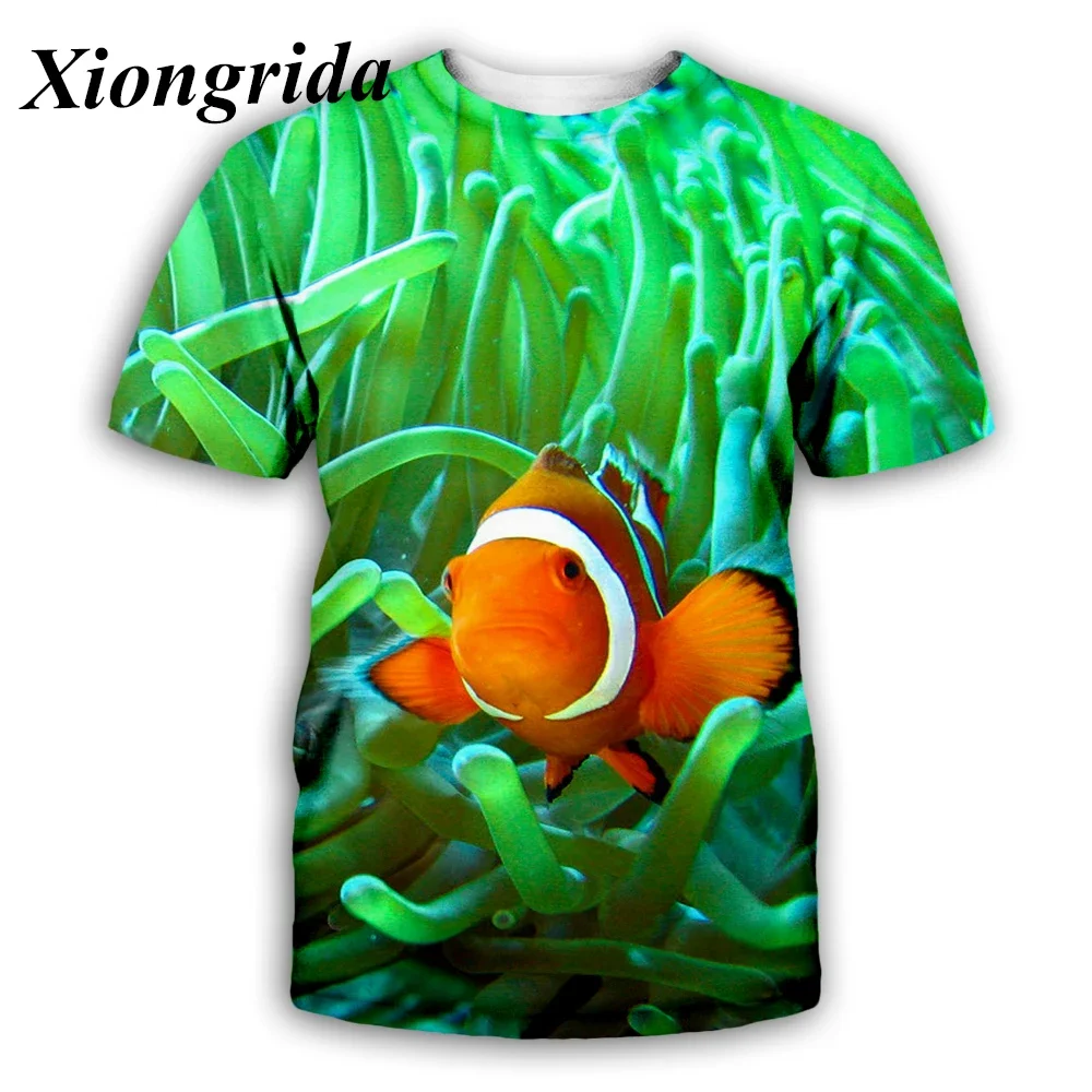 2024 Summer New Hot Clown Fish 3d Printed T-shirt Men's Casual Short Sleeve Tropical Fish Print Comfortable Breathable Top