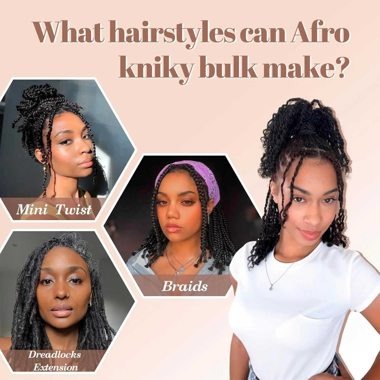 Gray Color 4C Afro Kinky Bulk Human Hair 50g/Pack for Dreadlock Extensions Loc Repair Braiding Twist Tight Afro Kinky Human Hair