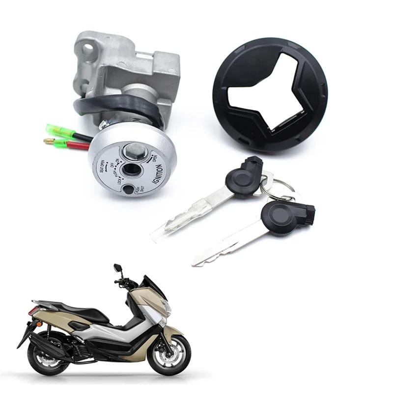 Pièces de rechange de bouchon de réservoir d'essence de carburant de serrure de commutateur d'allumage de moto pour Yamaha NMAX 155 2015-2019 couvercle de gaz avec clé