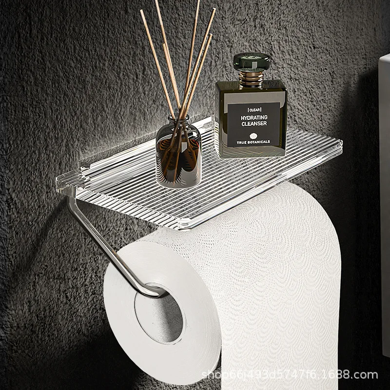 

Acrylic Paper Towel Box Bathroom Self Adhesive Wall-Mounted Toilet Paper Roll Holder Paper Towel Dispenser Bathroom Accessories