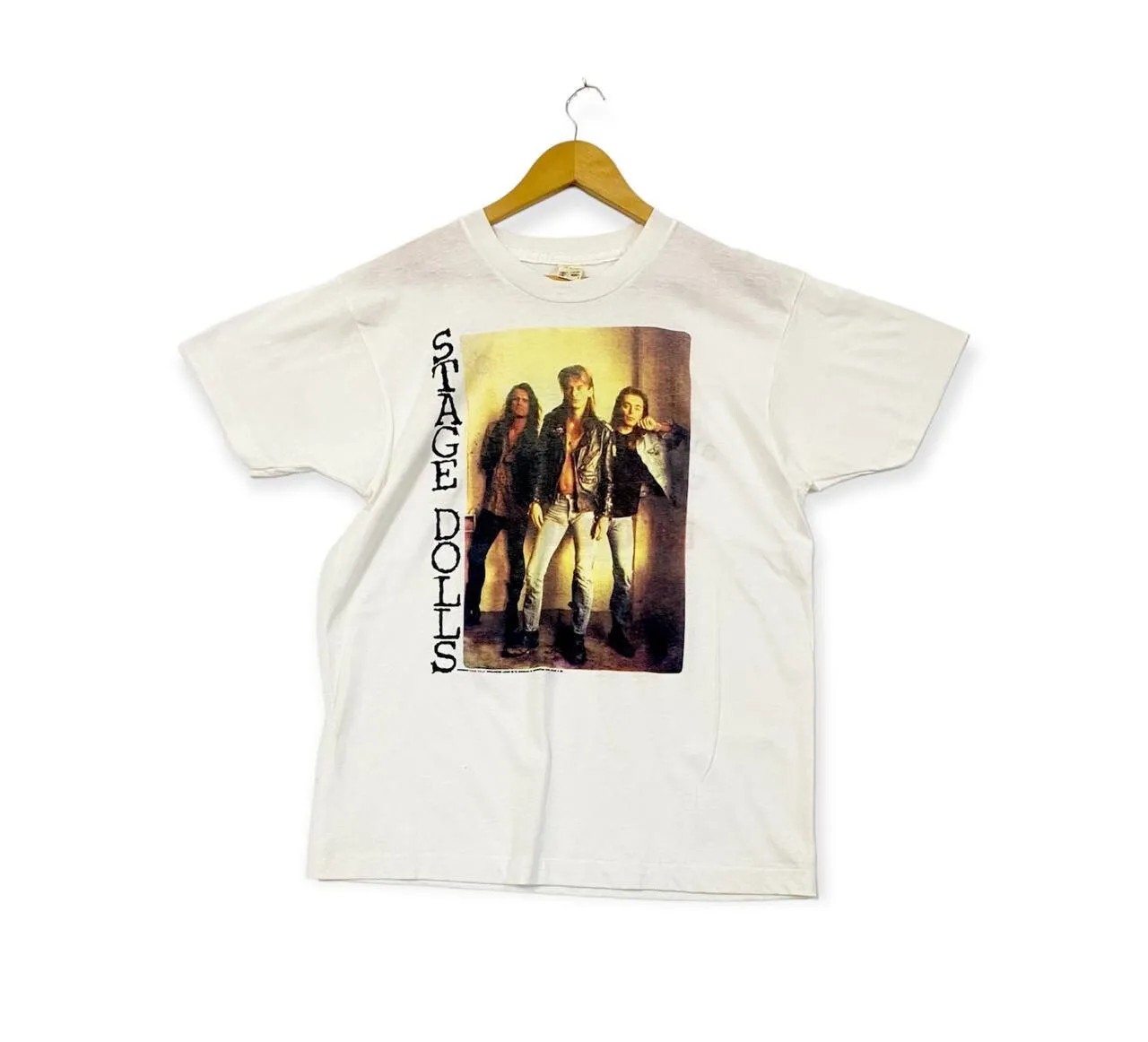 Vintage 90s 1991 STAGE DOLLS stripped album tour singles norwegian hard rock band streetwear style screen stars rare T Shirt