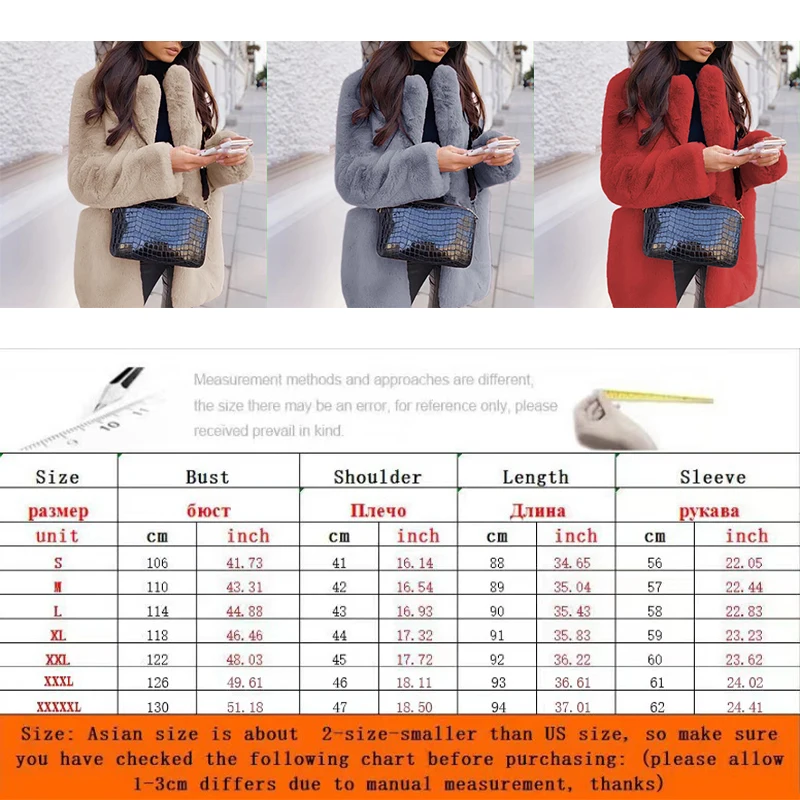 New Store Sale! Autumn Winter Women Mink Faux Fur Coat Thick Warm Lapel Neck Long Windbreaker Luxury Pink Pocket Jackets Tops