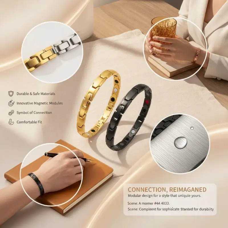 Waterproof Mens Zinc Alloy Bracelet Magnetic Therapy Hand Chain With Germanium Element Male Wrist Health Decor Supplies