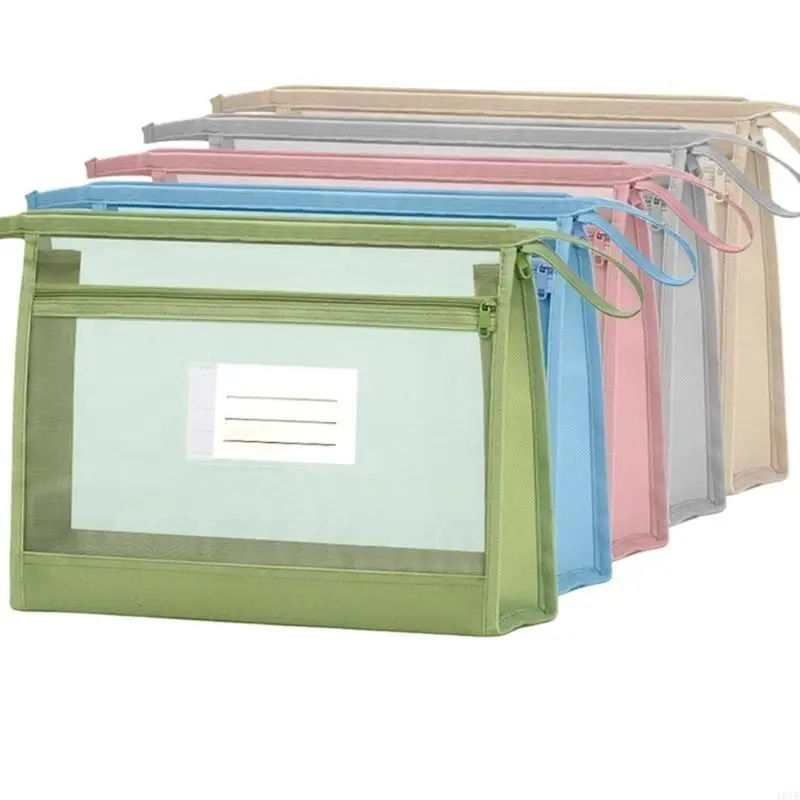 

5Pcs Mesh View Tear Resistant Document Holders Bag Clear Window File Sleeve Set For File Organization Office