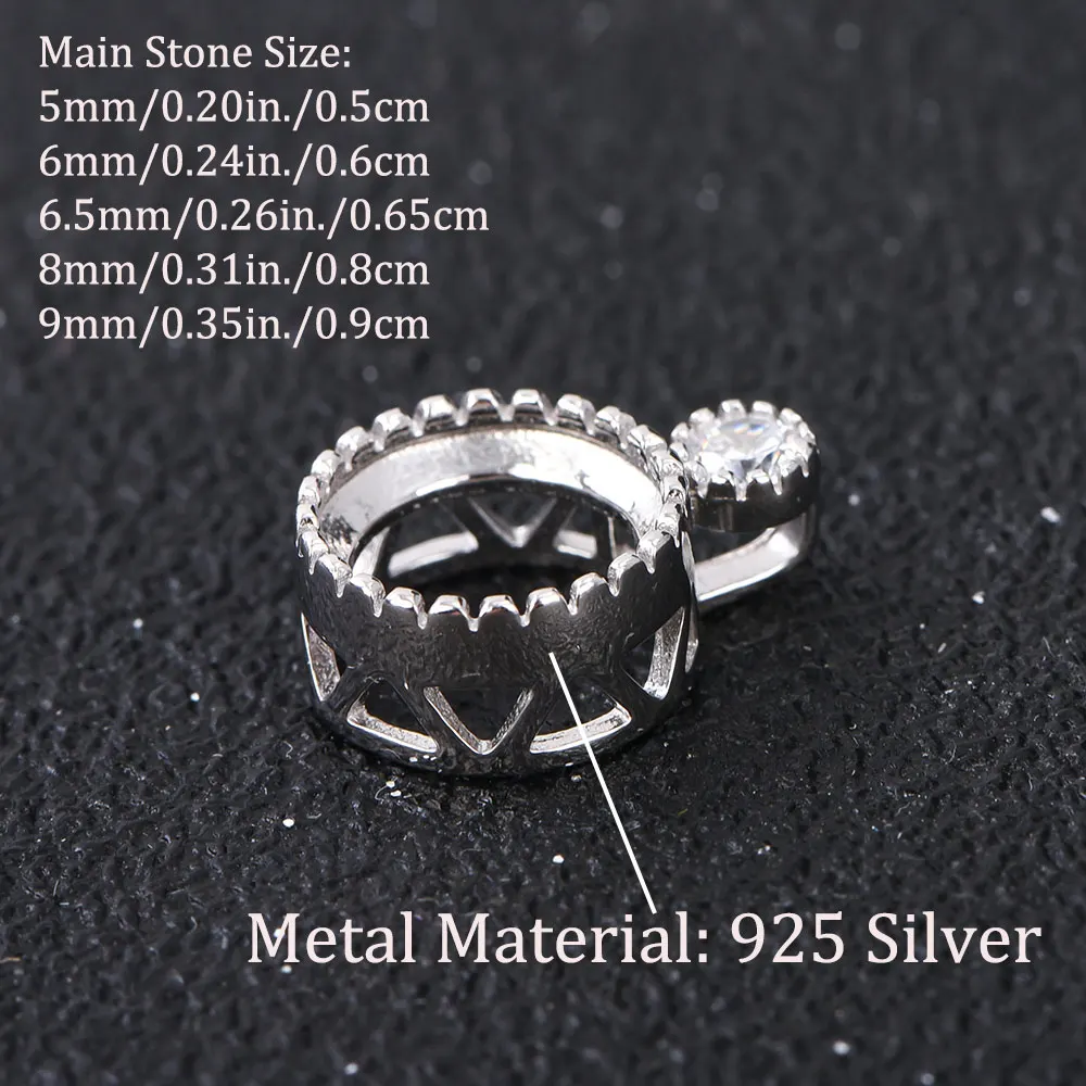 Pendant Setting for 5-9mm Stones, 925 Sterling Silver, Women\'s Pendant Accessory, Ideal for DIY Jewelry Making with Moissanite
