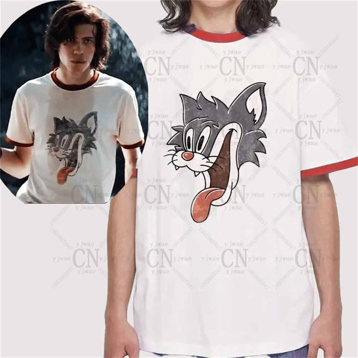Crazy Cat Smiling Psycho Ringer T-shirt Patrick Hockstetter Character T-shirt High Quality Casual Tee Summer Adult Kid's T-shirt