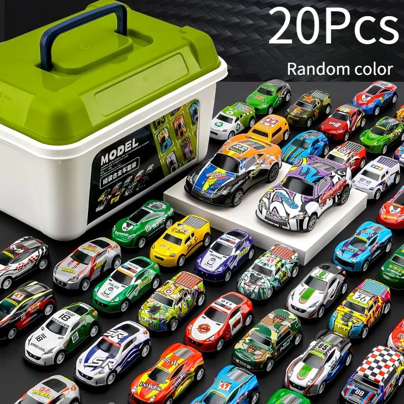 ชุดรถของเล่นโลหะผสมแบบดึงกลับ 20 ชิ้น รถของเล่นขนาดเล็ก รถของเล่นแบบผลักและดึงกลับ รถแข่งของเล่น