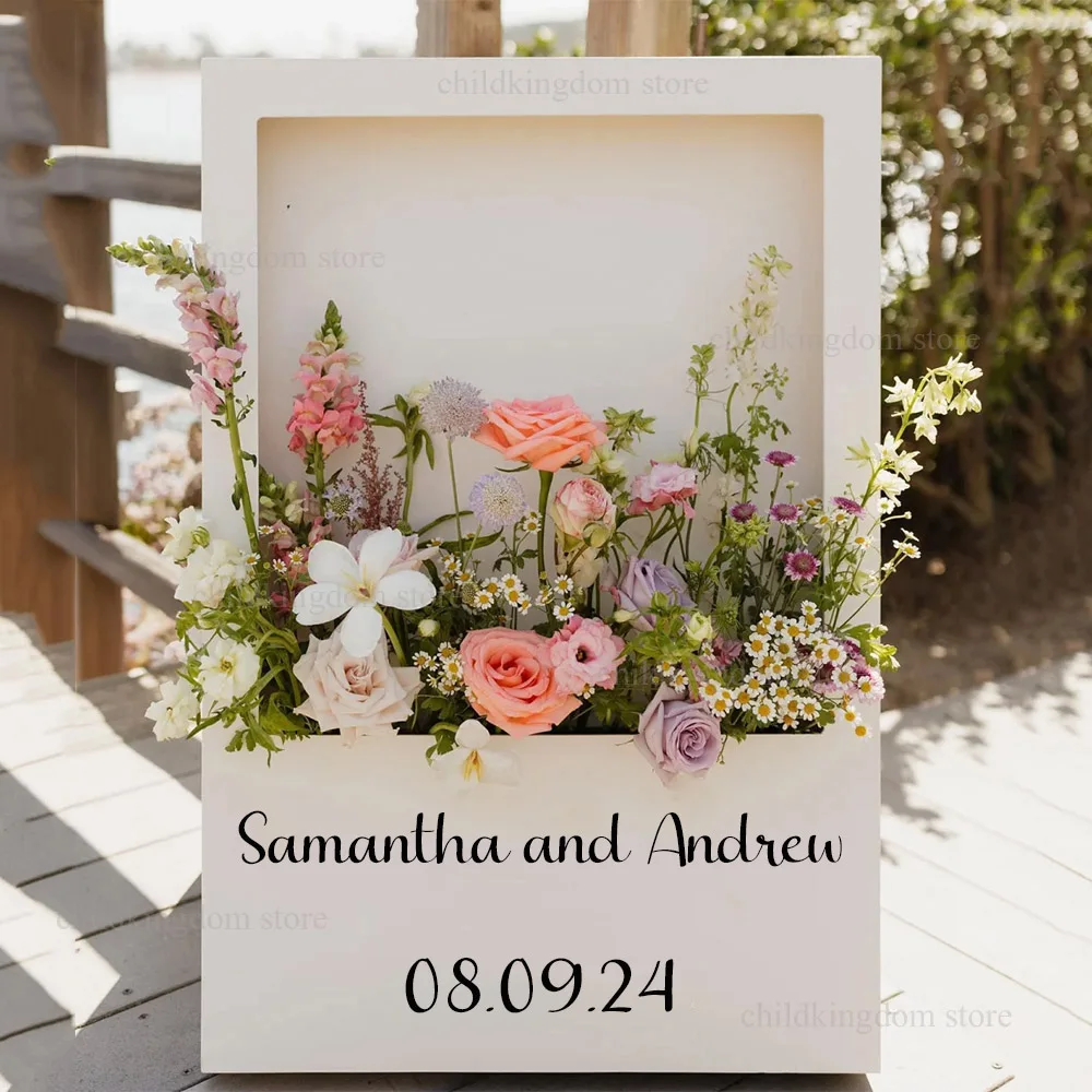 Caixa de flores personalizada sinal de boas-vindas mosaico quadro caixa de flores personalizado sinal de boas-vindas de casamento personalizado para decoração de aniversário de casamento