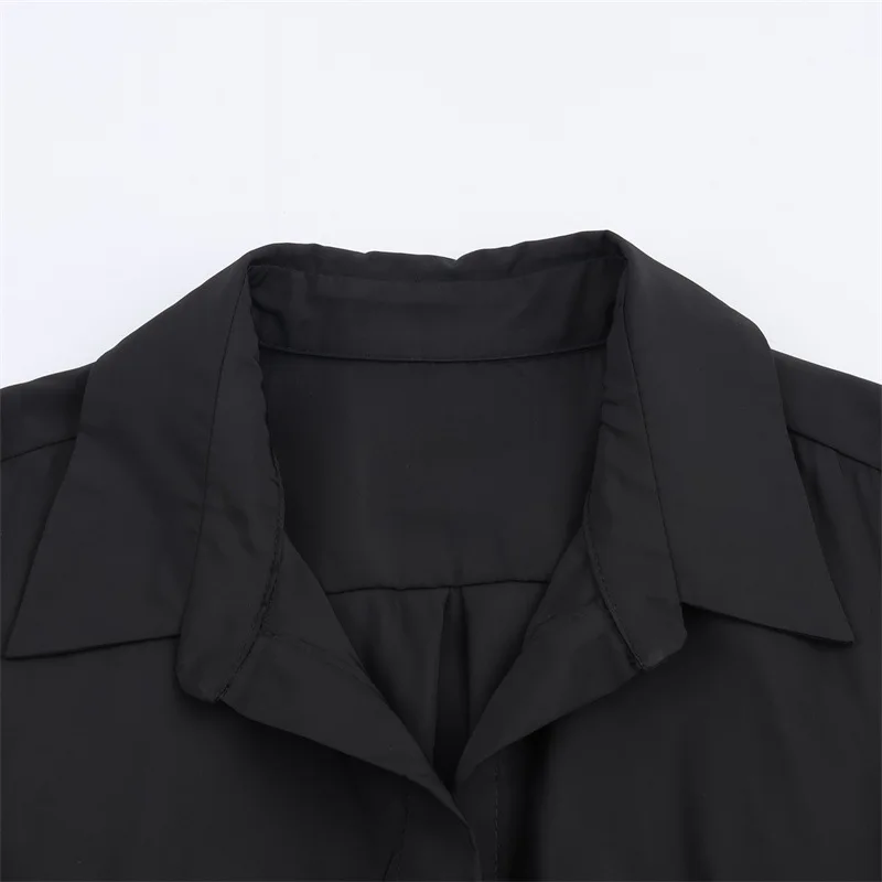 レディース服 欧米風ファッション シンプルなシャツ風ミディ丈ワンピース