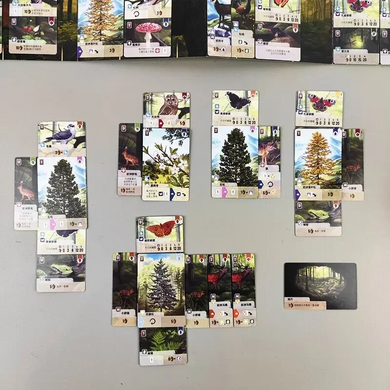 السياحية بيير فورست شافل النسخة الإنجليزية Forest Shuffle مجلس بطاقة الألعاب جمع بطاقة لعبة متعددة اللاعبين جمع غير رسمي