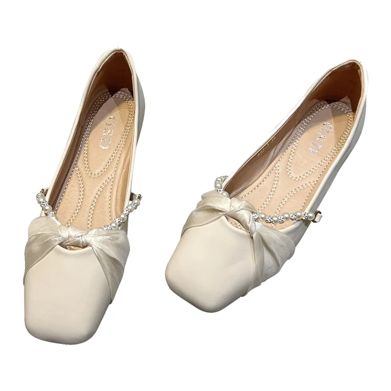 

Spring and summer women's shoes with shallow bead design, elegant French style, suitable for daily banquets wearing women's shoe