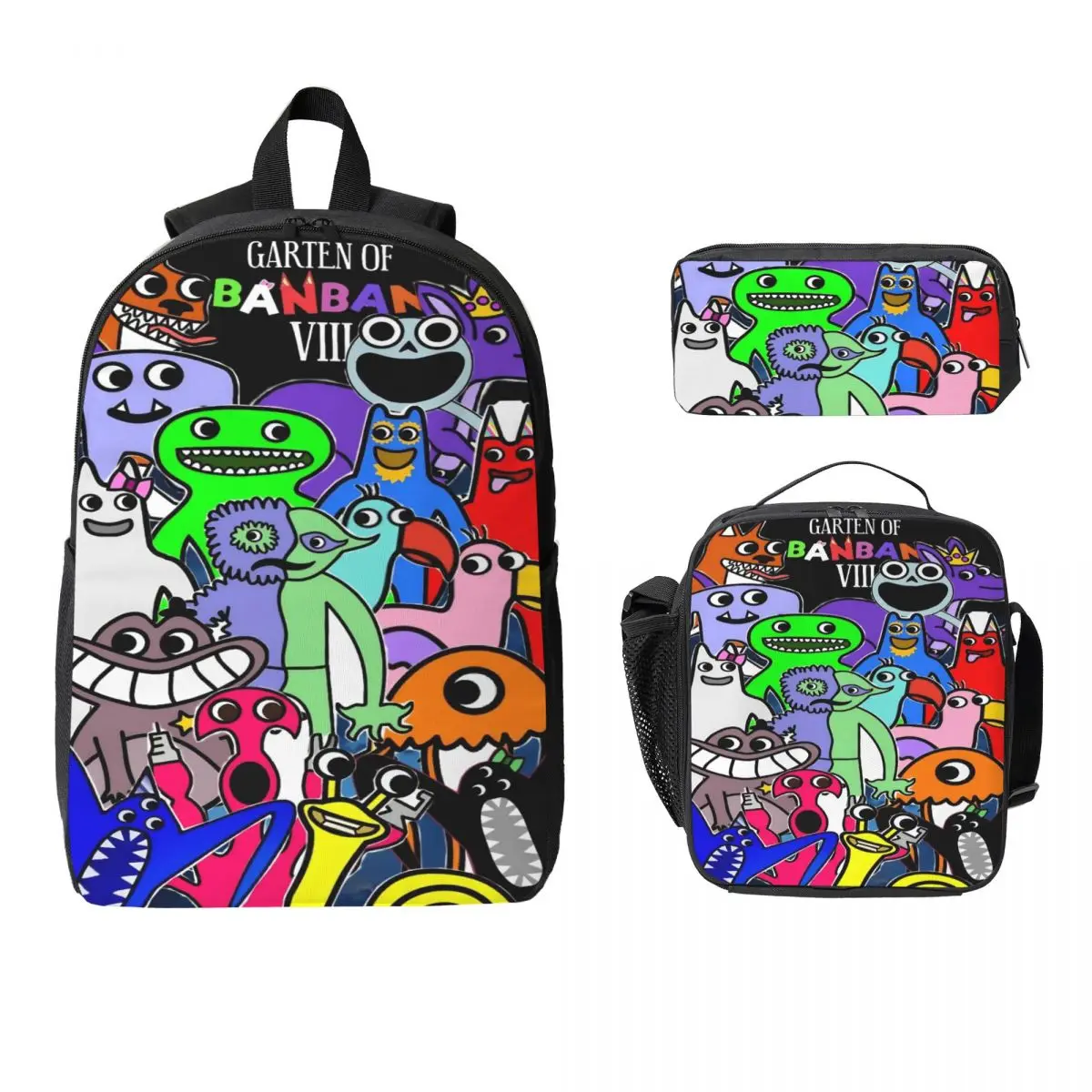 

3 шт. Garten Of Banban, набор рюкзаков с забавными играми для детей, пеналы, наборы сумок для книг с ланч-бокс для школьников, рюкзак