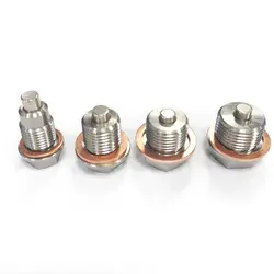 M12 M16 M18 M20 Oil Drain Plug with Neodymium Magnet Stainless Steel Oil Drain Sump Nut Magnetic with Copper Gasket Oil Pan Plug