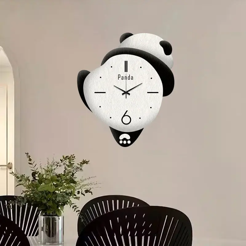 Panda wall clock Cute Panda Clock Family Bedroom Cartoon Clock Decoration Children's Room Wall Hanging Clock Silent No Punch