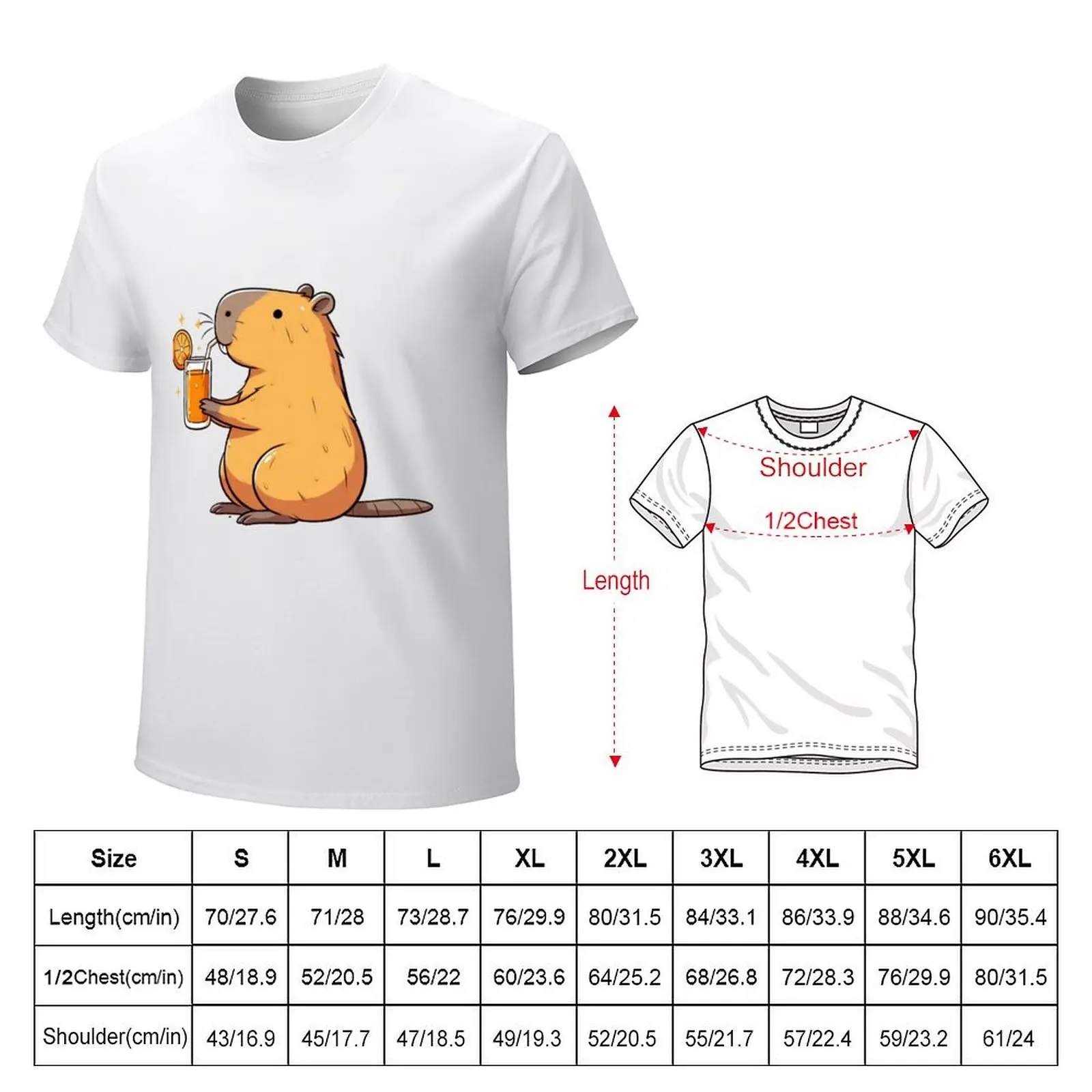 Juice Orange Capybara T-shirt summer top boys whites boys animal print Short sleeve tee men