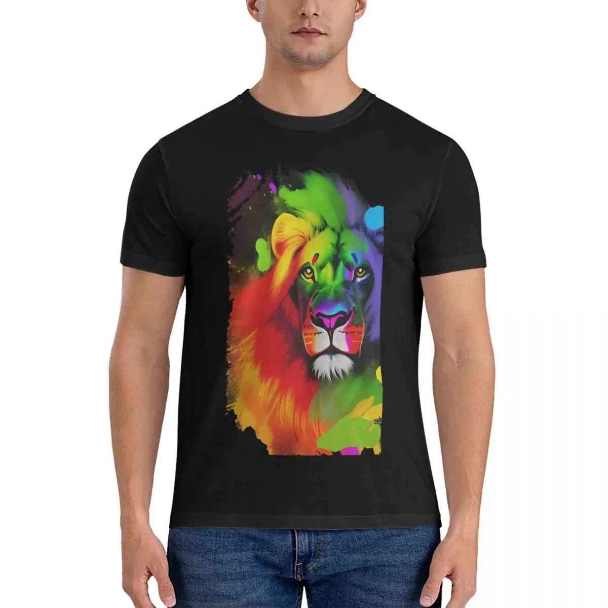 Magical Lion, Gallery T-Shirt Men Arkane Funny Pure Cotton Tee Shirt Round Neck Short Sleeve T Shirts Birthday Present Tops