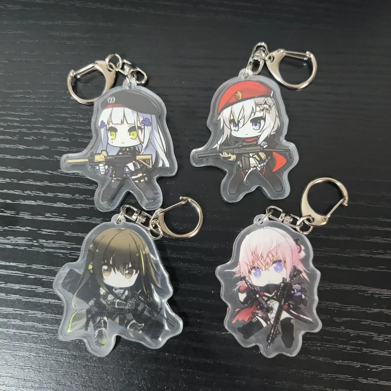 Girls Frontline Anime Figure Cosplay Acrylic Key Chains Double Sided Key Rings Cute Pendant Decor Keychains Creative Fans Gift