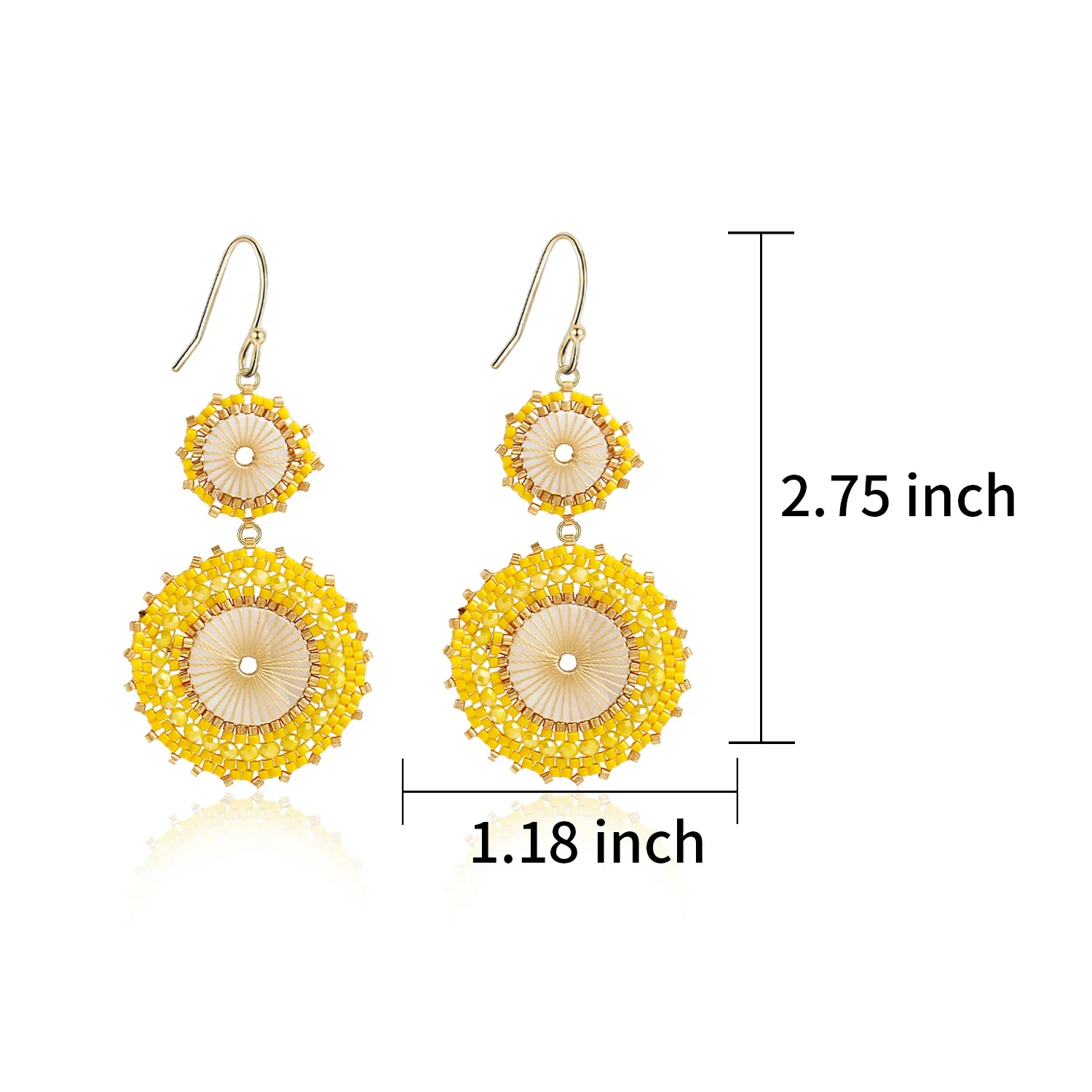 Badu Vintage Handmade Double Round Japanese Seed Beads Crochet Dangle Earrings for Women Christmas Jewelry Gift Wholesale