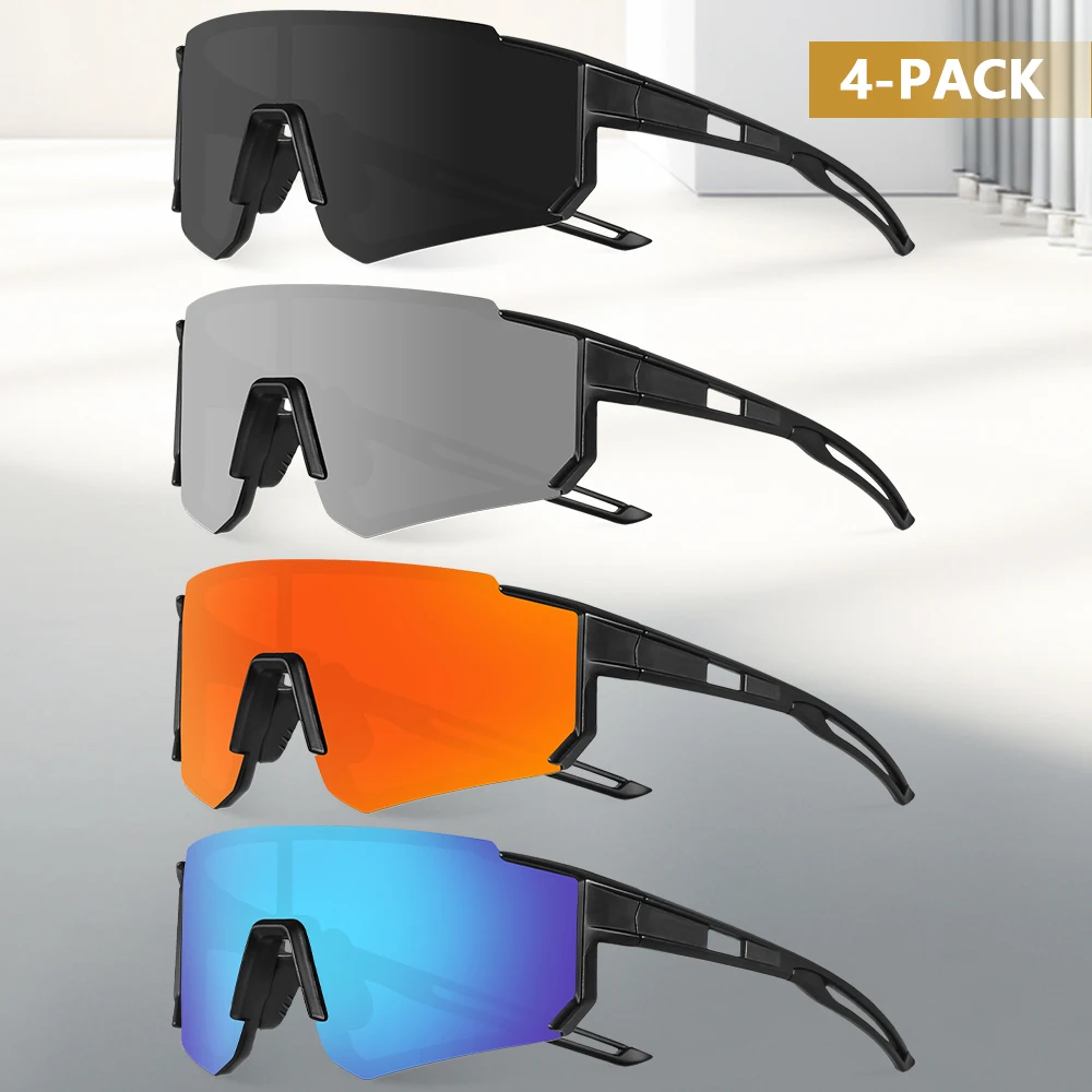 

CRIXALIS 4 шт. мужские спортивные модные модные солнцезащитные очки в полурамке для езды на велосипеде, альпинизма, уличные очки с антибликовым покрытием UV400
