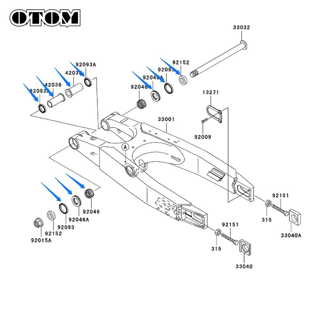 OTOM Motorcycle Swing ARM Bushing Needle Roller Bearing Oil Seal For KAWASAKI KX125 KX250 KX250F KX250X KX250XC KX450 KX450F KXF view 2
