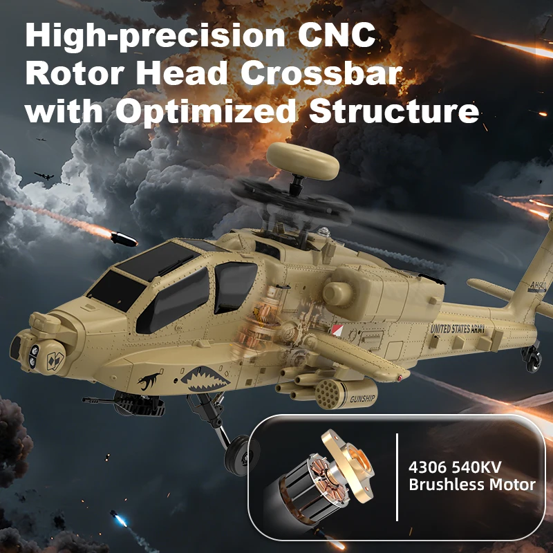 2025 NOWY YUXIANG F11H (AH-64D) Apache Helikopter Sterowany Zdalnie Model Symulacyjny z GPS, Funkcją Powrotu Jednym Przyciskiem, Gotowy do Użytku (RTF)