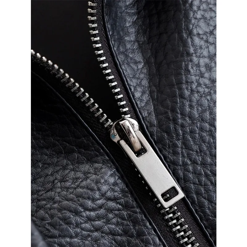 Jaqueta Feminina de Outono Nova Jaqueta de Couro Sintético Preto de Manga Longa Estilo Motociclista Moda Personalidade