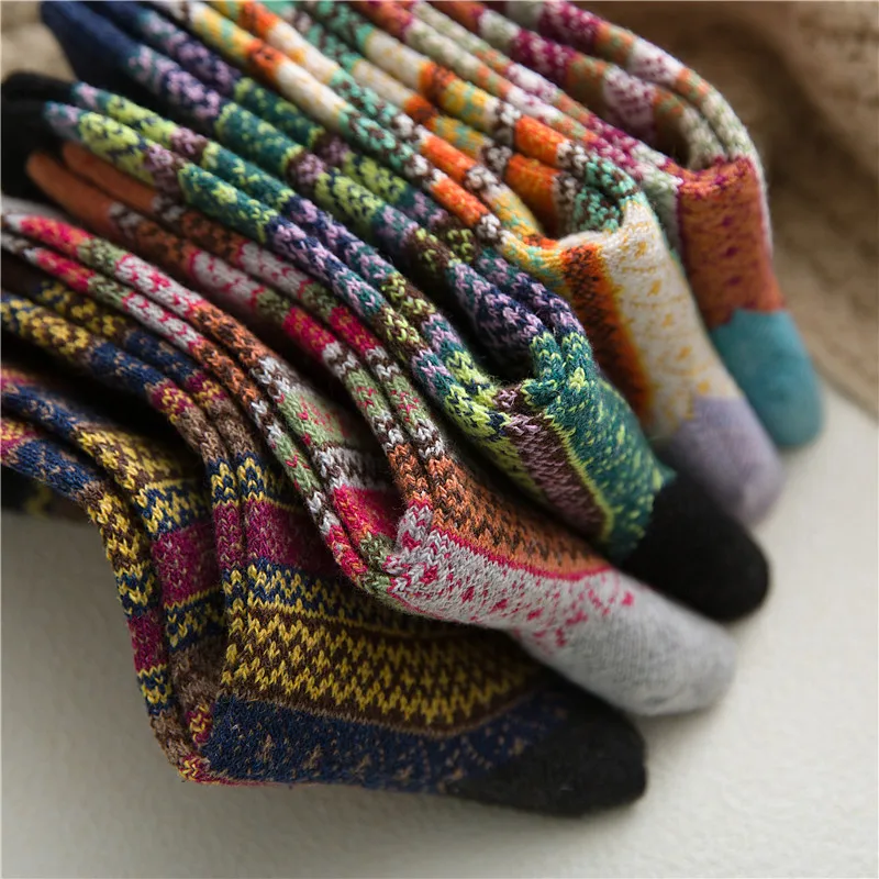 Stripe Happy Socks Cute 5 Pairs Autumn Winter Women's Wool Funny Warm White Japanese Sweets Medium Tube Long Harajuku Kawaii 395