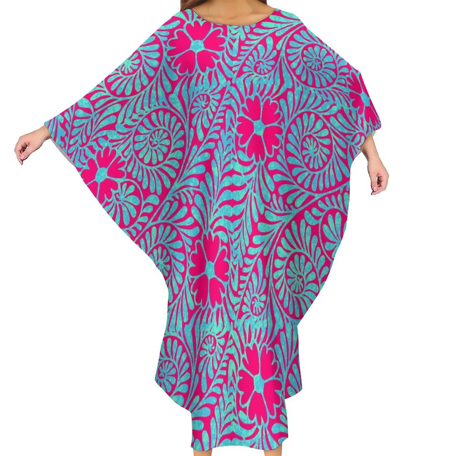 

Pacific Island Art One Size Cloak Polynesian True Size Womens Clothing Oversize Bat Ponchos Tribal Design Samoan Butterfly Dress