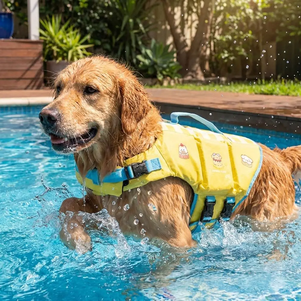 Waterproof Dog Life Jacket Adjustable High Buoyancy Dog Swimming Suit Thick Sponge Pad Breathable Pet Life Vest Spring Summer