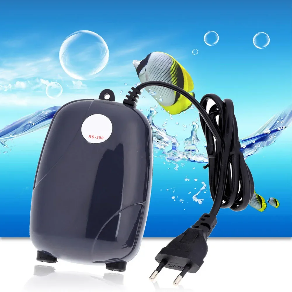 220V 5W EU Aquarium Air Pump Fish Tank Mini Compressor Single Double Outlet with Check Valve Tube Aquatic Accessories